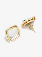 White Artificial Stone Beads Studded Contemporary Studs Earrings - Ruby Raang | Grab2Buy