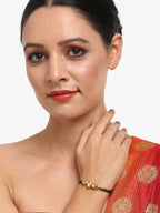 Women's Black Gold-Polished Kundan Mangalsutra Bracelet - Ruby Raang | Grab2Buy