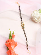 Women's Black Gold-Polished Kundan Mangalsutra Bracelet - Ruby Raang | Grab2Buy