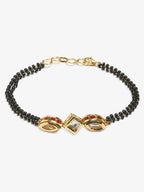 Women's Black Gold-Polished Kundan Mangalsutra Bracelet - Ruby Raang | Grab2Buy