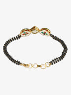 Women's Black Gold-Polished Kundan Mangalsutra Bracelet - Ruby Raang | Grab2Buy