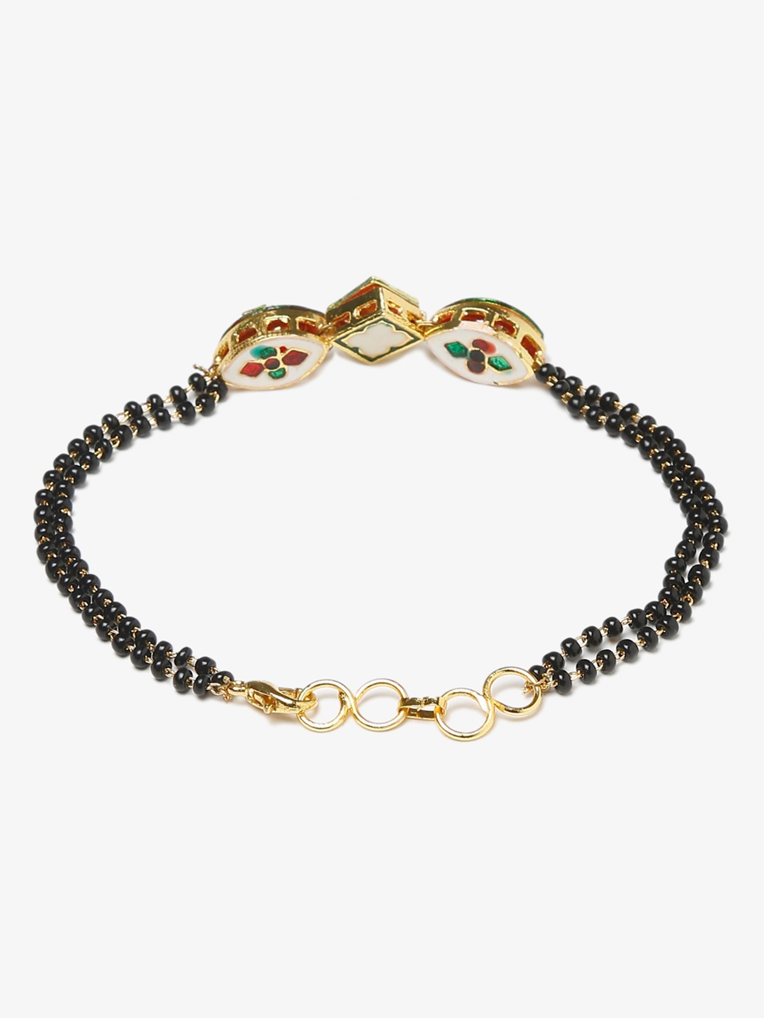 Women's Black Gold-Polished Kundan Mangalsutra Bracelet - Ruby Raang | Grab2Buy