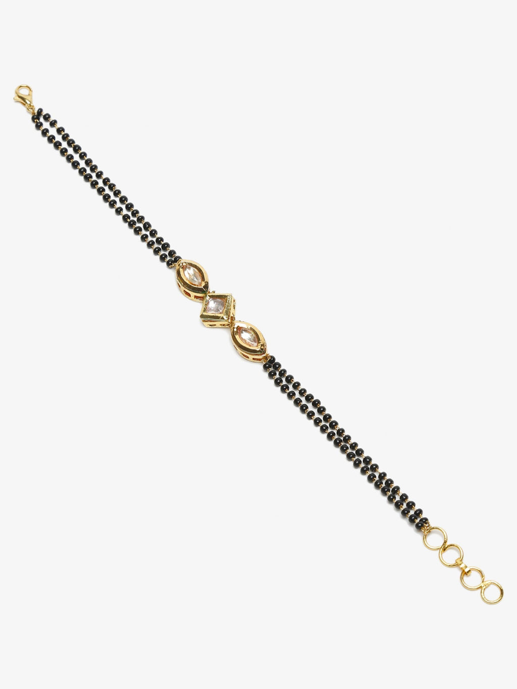 Women's Black Gold-Polished Kundan Mangalsutra Bracelet - Ruby Raang | Grab2Buy