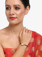 Women's Black Gold-Polished Charm Kundan Studded Mangalsutra Bracelet - Ruby Raang | Grab2Buy