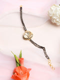 Women's Black Gold-Polished Charm Kundan Studded Mangalsutra Bracelet - Ruby Raang | Grab2Buy