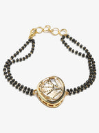 Women's Black Gold-Polished Charm Kundan Studded Mangalsutra Bracelet - Ruby Raang | Grab2Buy