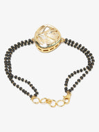 Women's Black Gold-Polished Charm Kundan Studded Mangalsutra Bracelet - Ruby Raang | Grab2Buy