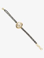Women's Black Gold-Polished Charm Kundan Studded Mangalsutra Bracelet - Ruby Raang | Grab2Buy