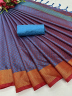 Vamika Banarasi Jacquard Weaving Rama Green Saree | Grab2Buy