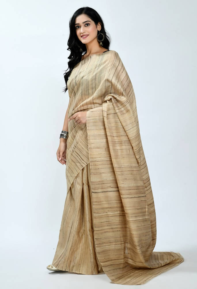 Mominos Fashion Moeza Pure Ghichcha Silk Tussar Golden Color Saree | Grab2Buy