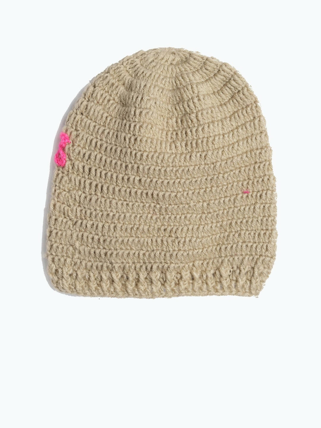 Chutput Kids Woollen Hand Knitted Flower And Animal Detail Cap - Beige | Grab2Buy