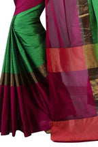 Vamika Green and Parrot Pink Cotton Silk Weaving Saree (Shreeji Parrot Pink) | Grab2Buy
