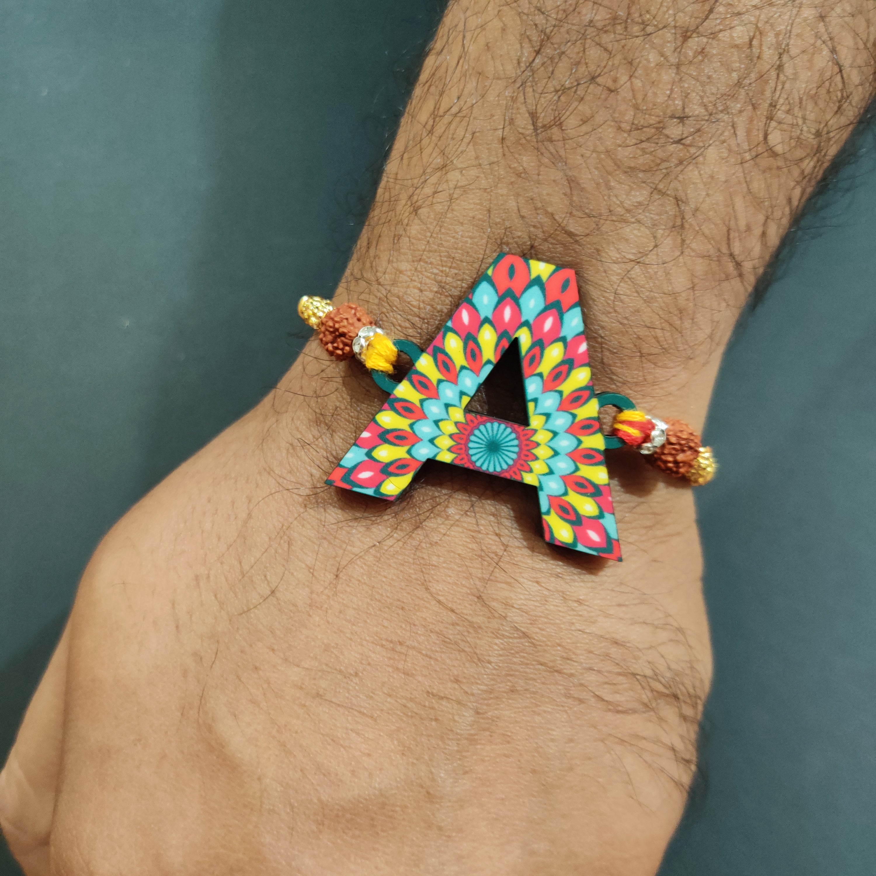 Indianvibez Alphabet A Wooden Rakhi - Kids Rakhi | Grab2Buy