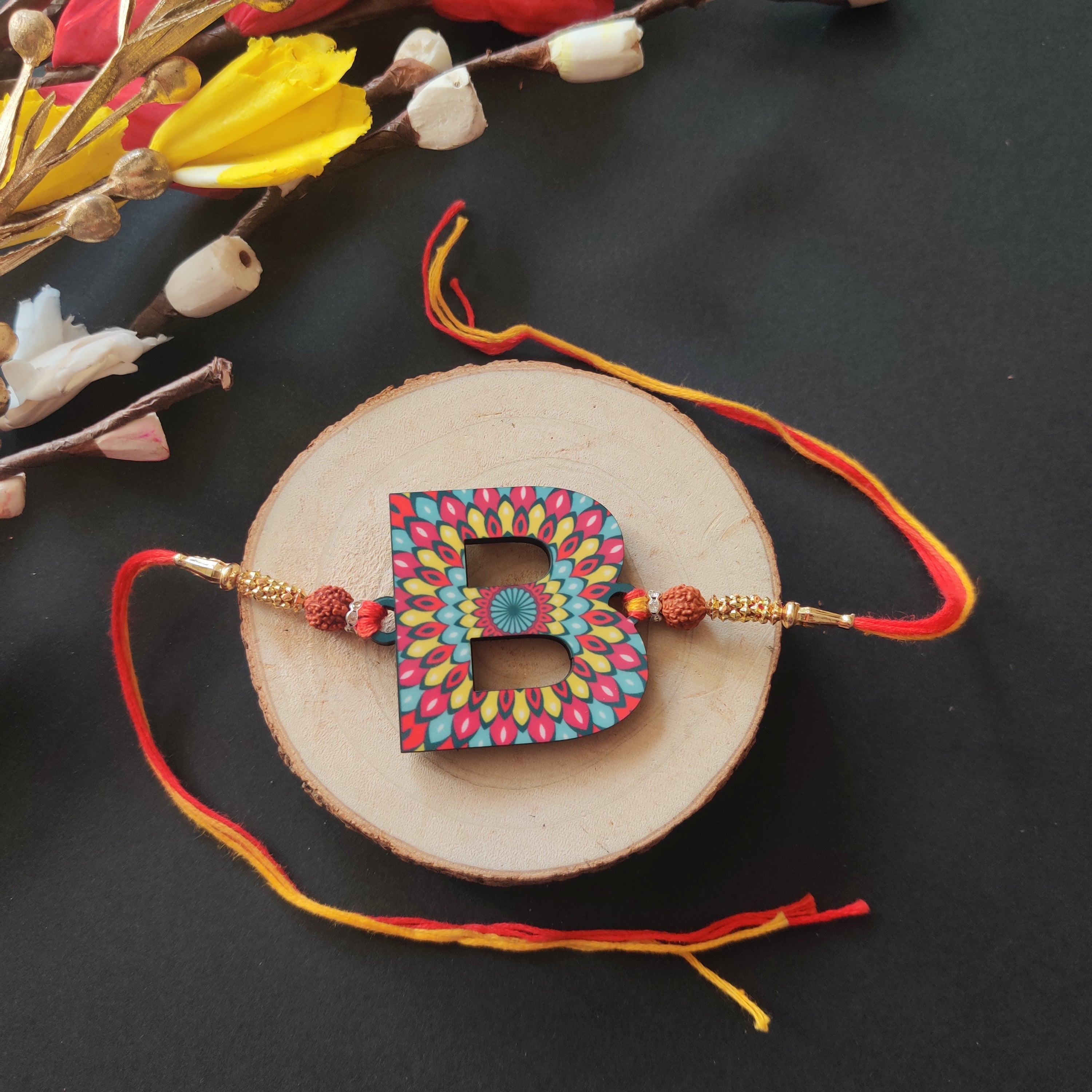 Indianvibez Alphabet B Wooden Rakhi - Kids Rakhi | Grab2Buy