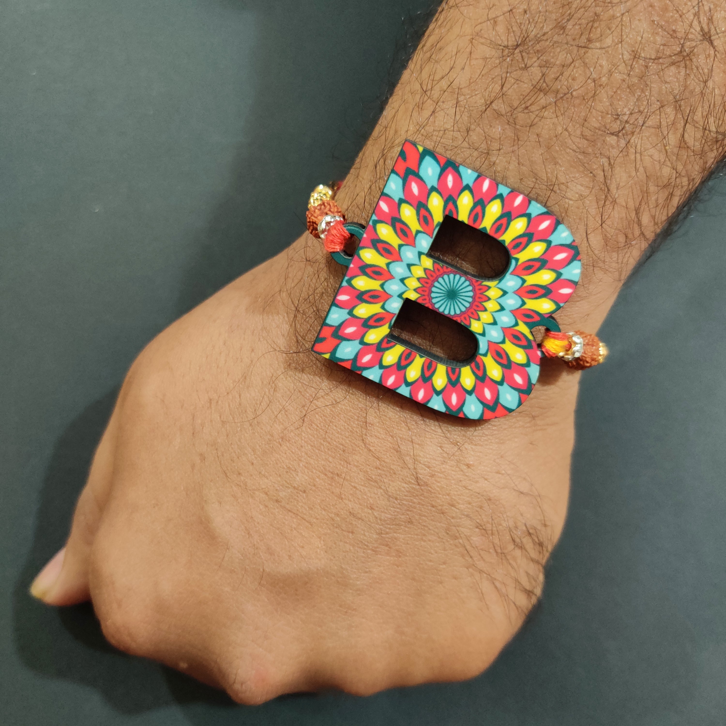 Indianvibez Alphabet B Wooden Rakhi - Kids Rakhi | Grab2Buy