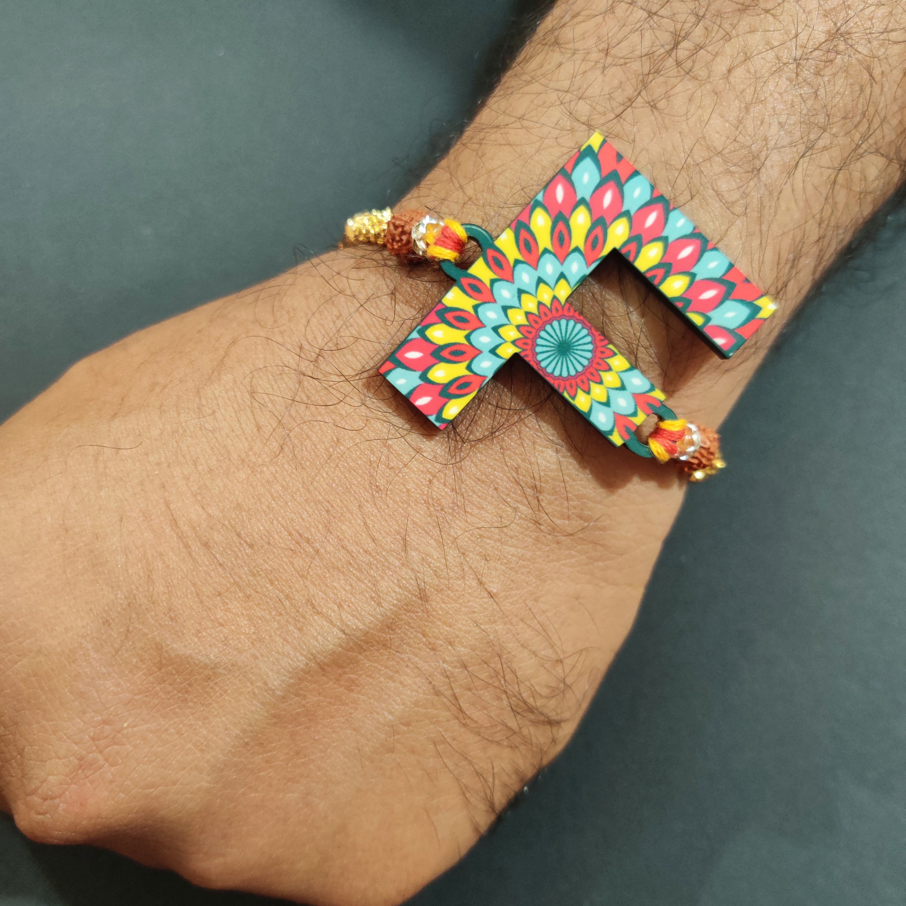 Indianvibez Alphabet F Wooden Rakhi - Kids Rakhi | Grab2Buy