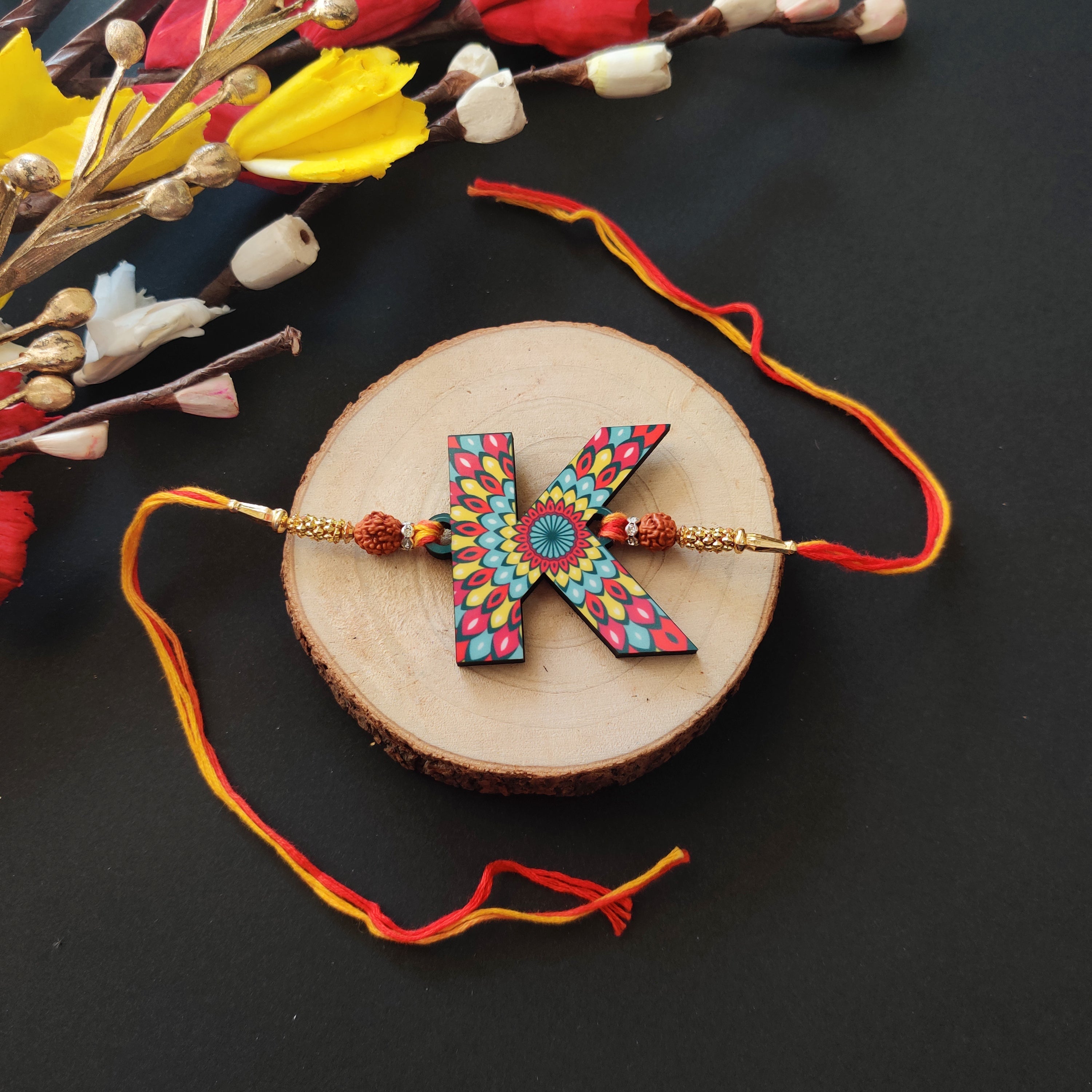 Indianvibez Alphabet K Wooden Rakhi - Kids Rakhi | Grab2Buy
