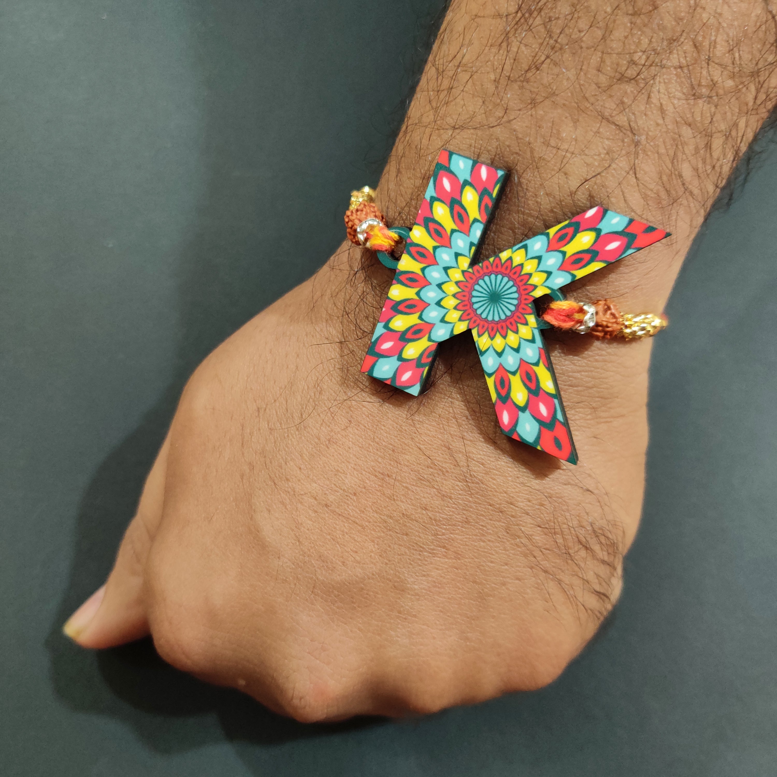 Indianvibez Alphabet K Wooden Rakhi - Kids Rakhi | Grab2Buy