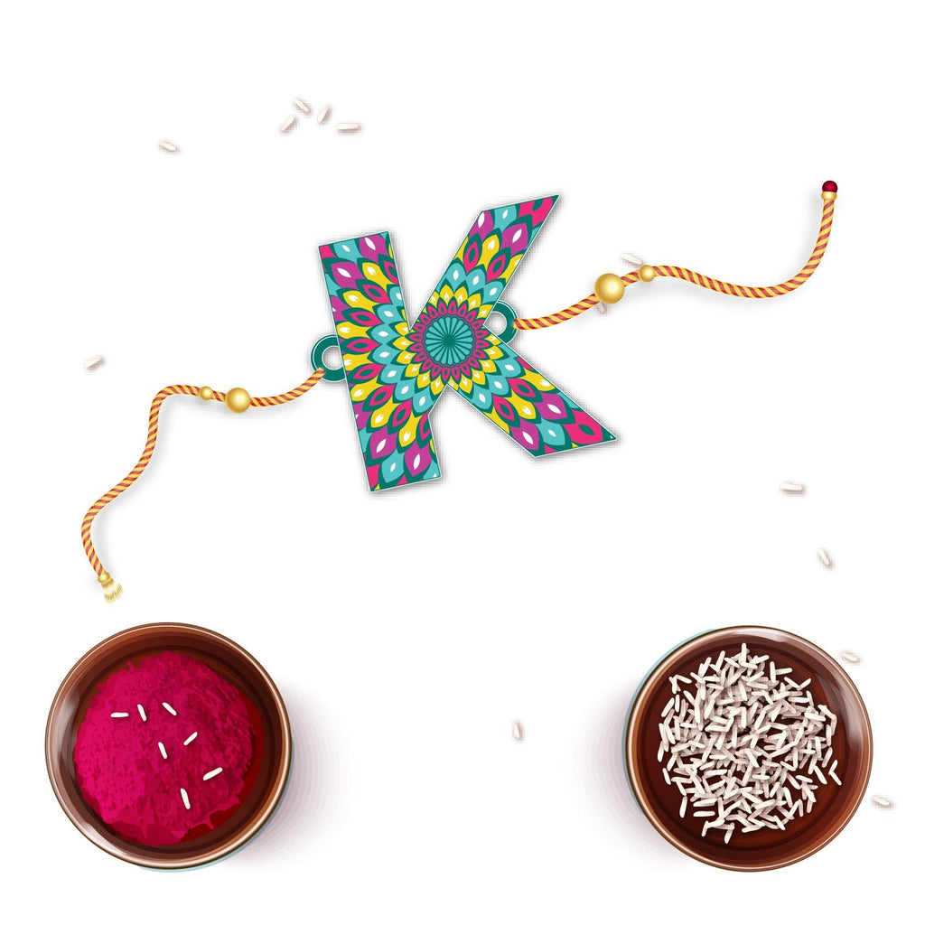 Indianvibez Alphabet K Wooden Rakhi - Kids Rakhi | Grab2Buy