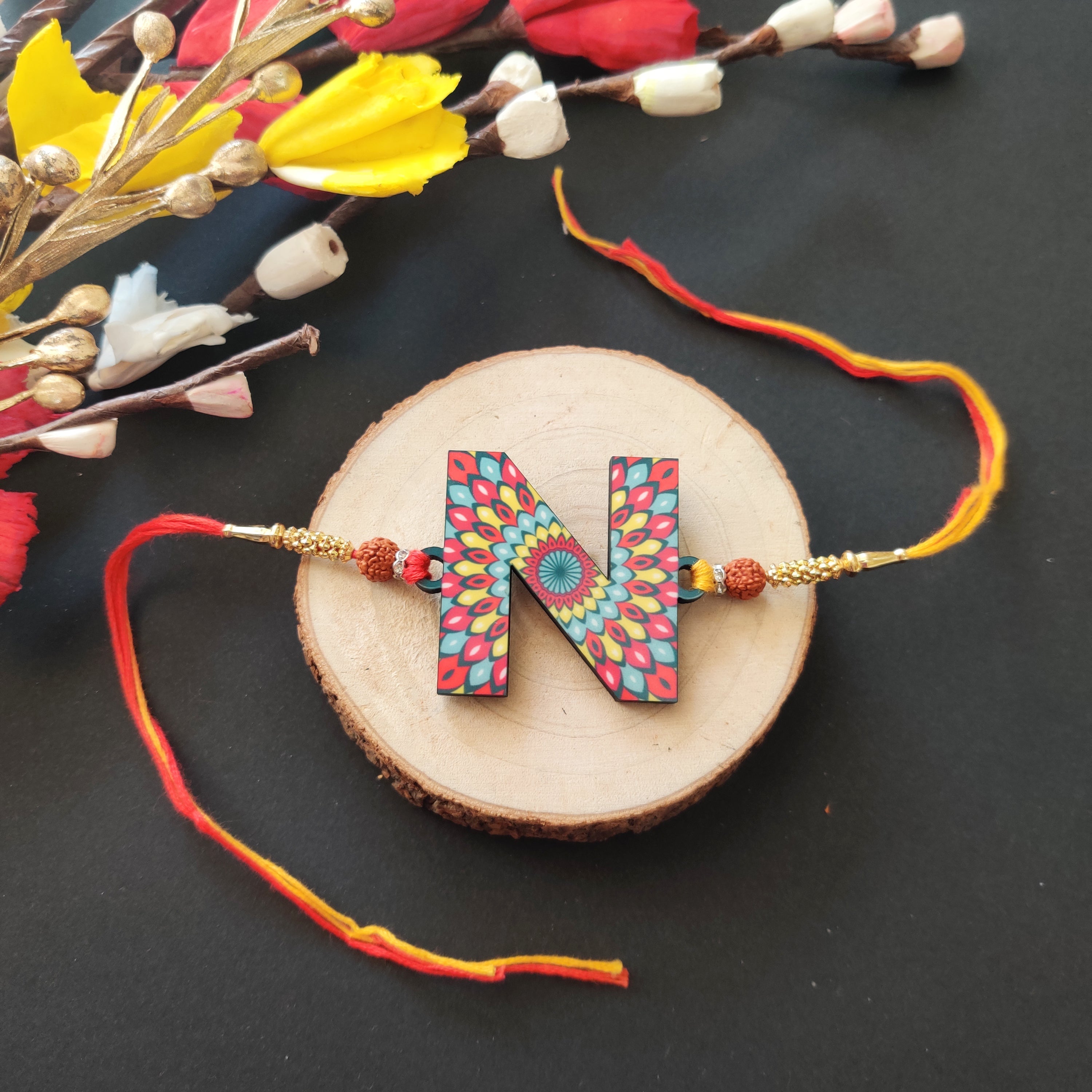 Indianvibez Alphabet N Wooden Rakhi - Kids Rakhi | Grab2Buy