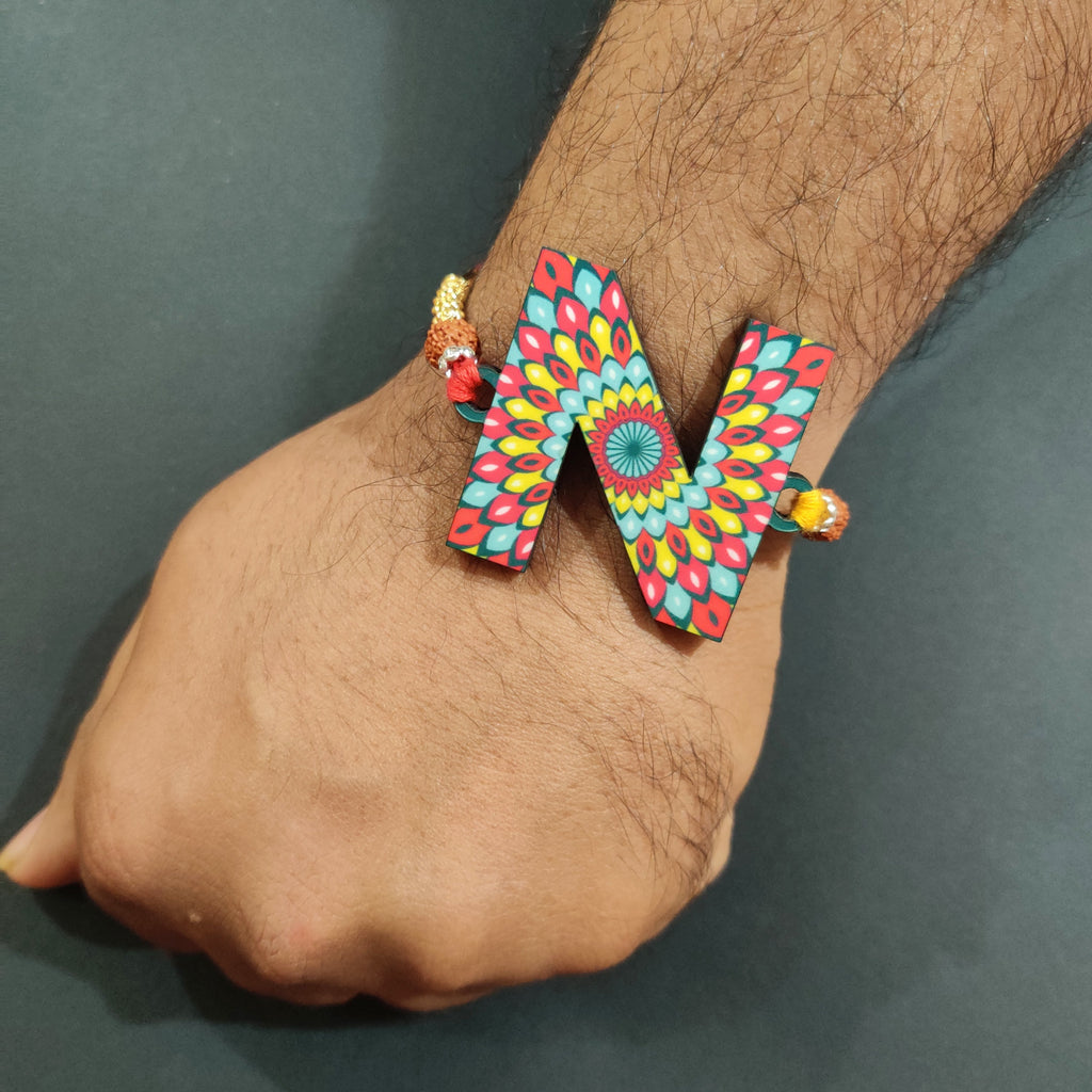Indianvibez Alphabet N Wooden Rakhi - Kids Rakhi | Grab2Buy