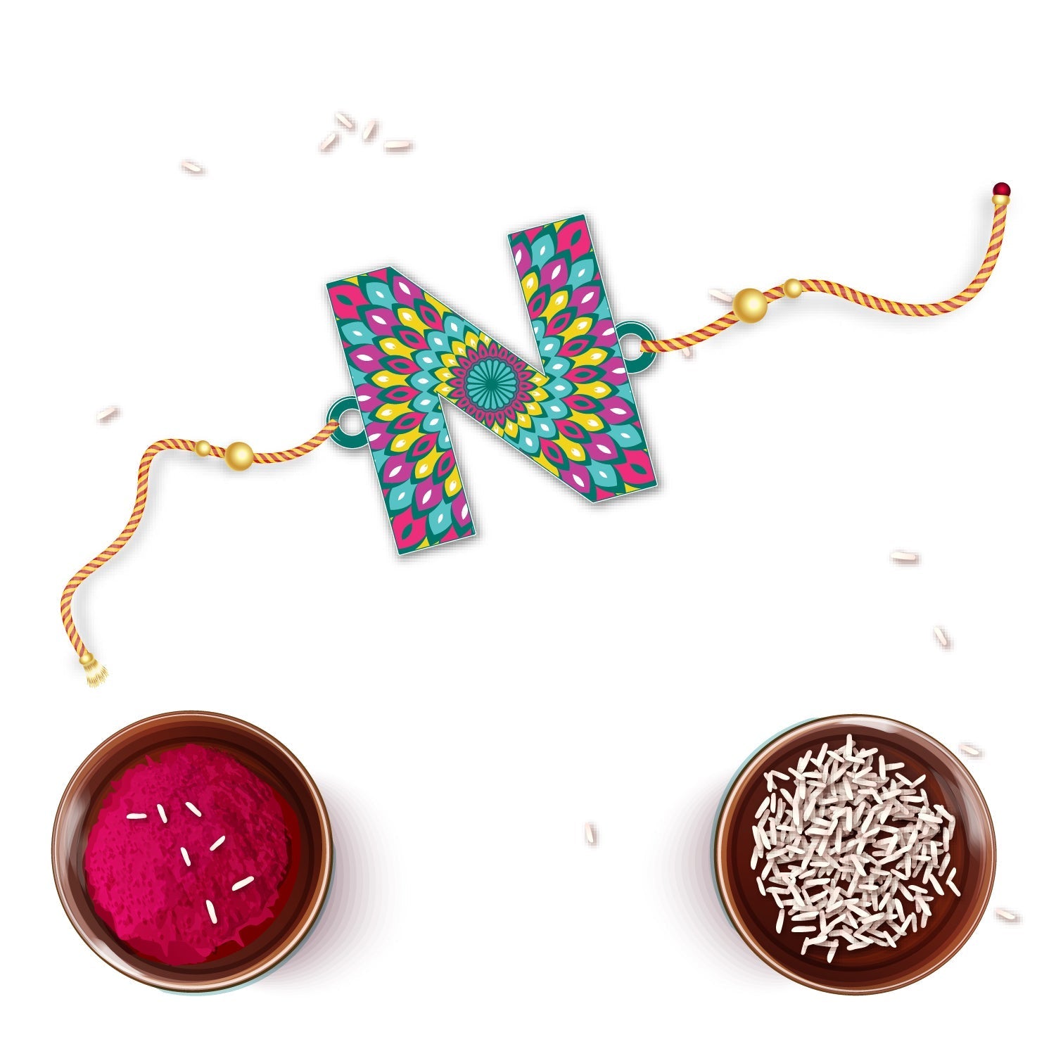 Indianvibez Alphabet N Wooden Rakhi - Kids Rakhi | Grab2Buy
