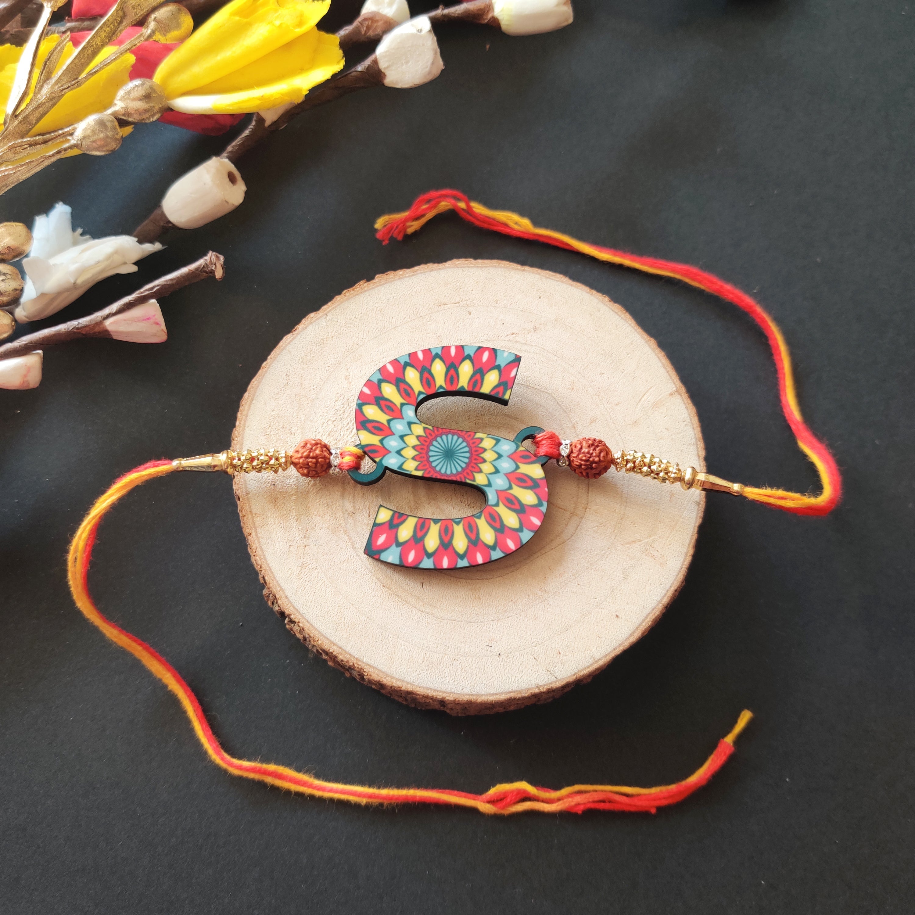 Indianvibez Alphabet S Wooden Rakhi - Kids Rakhi | Grab2Buy