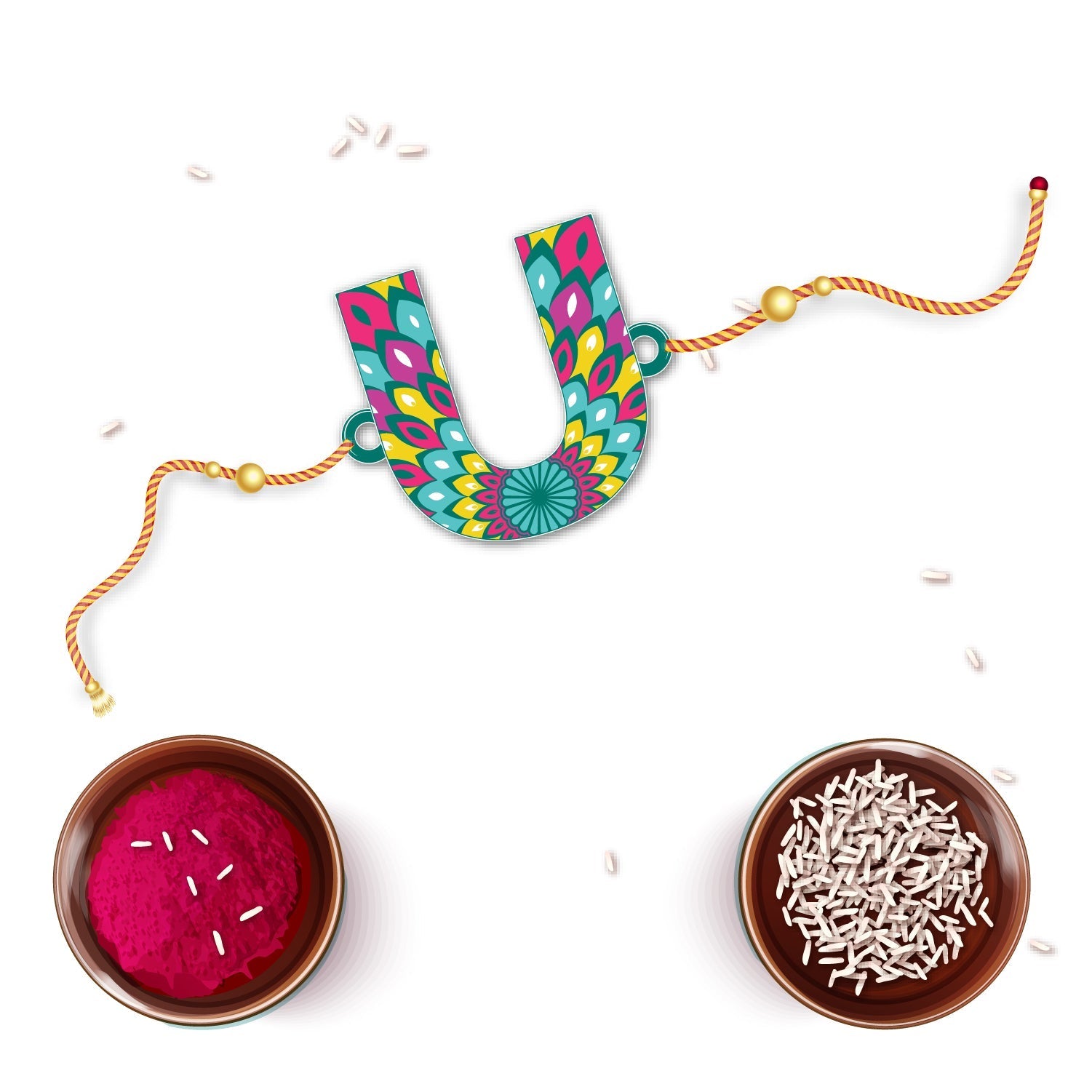 Indianvibez Alphabet U Wooden Rakhi - Kids Rakhi | Grab2Buy