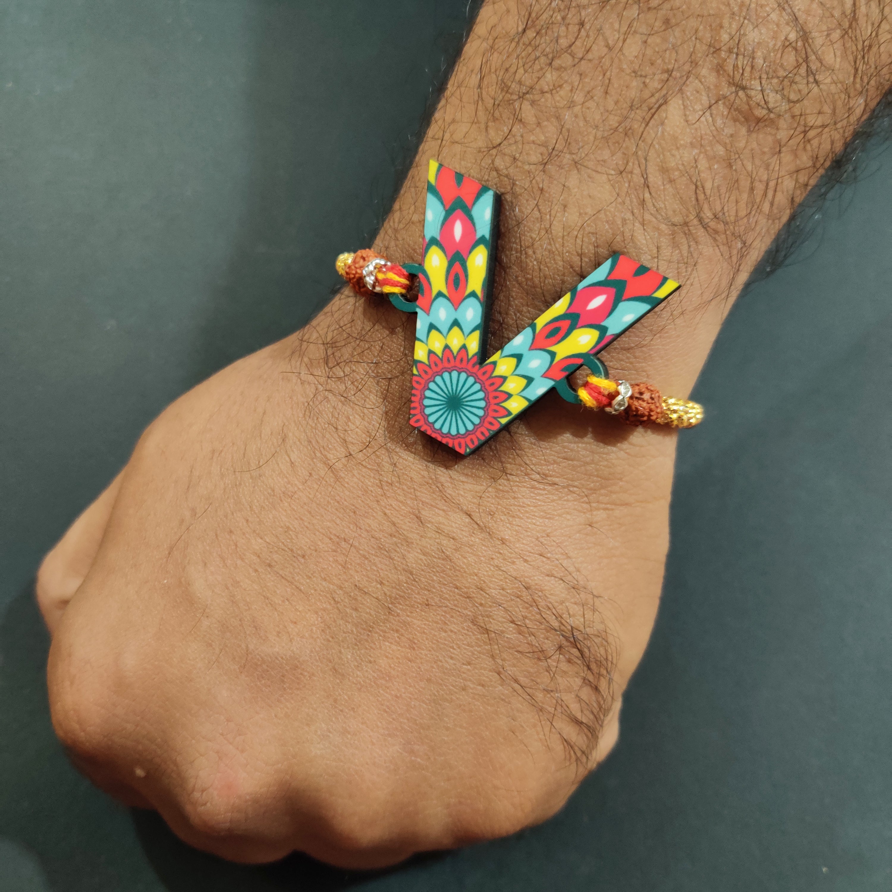 Indianvibez Alphabet V Wooden Rakhi - Kids Rakhi | Grab2Buy