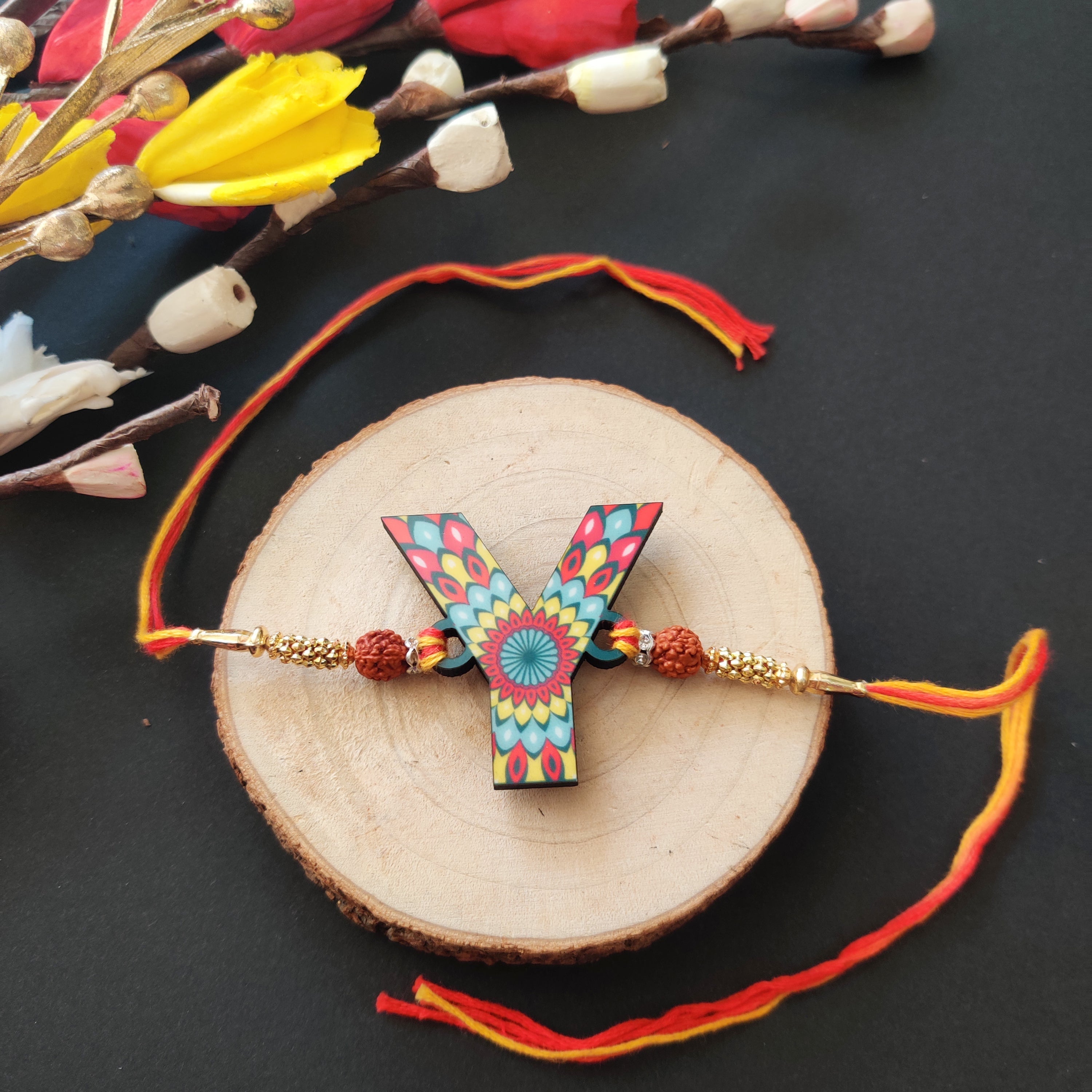 Indianvibez Alphabet Y Wooden Rakhi - Kids Rakhi | Grab2Buy
