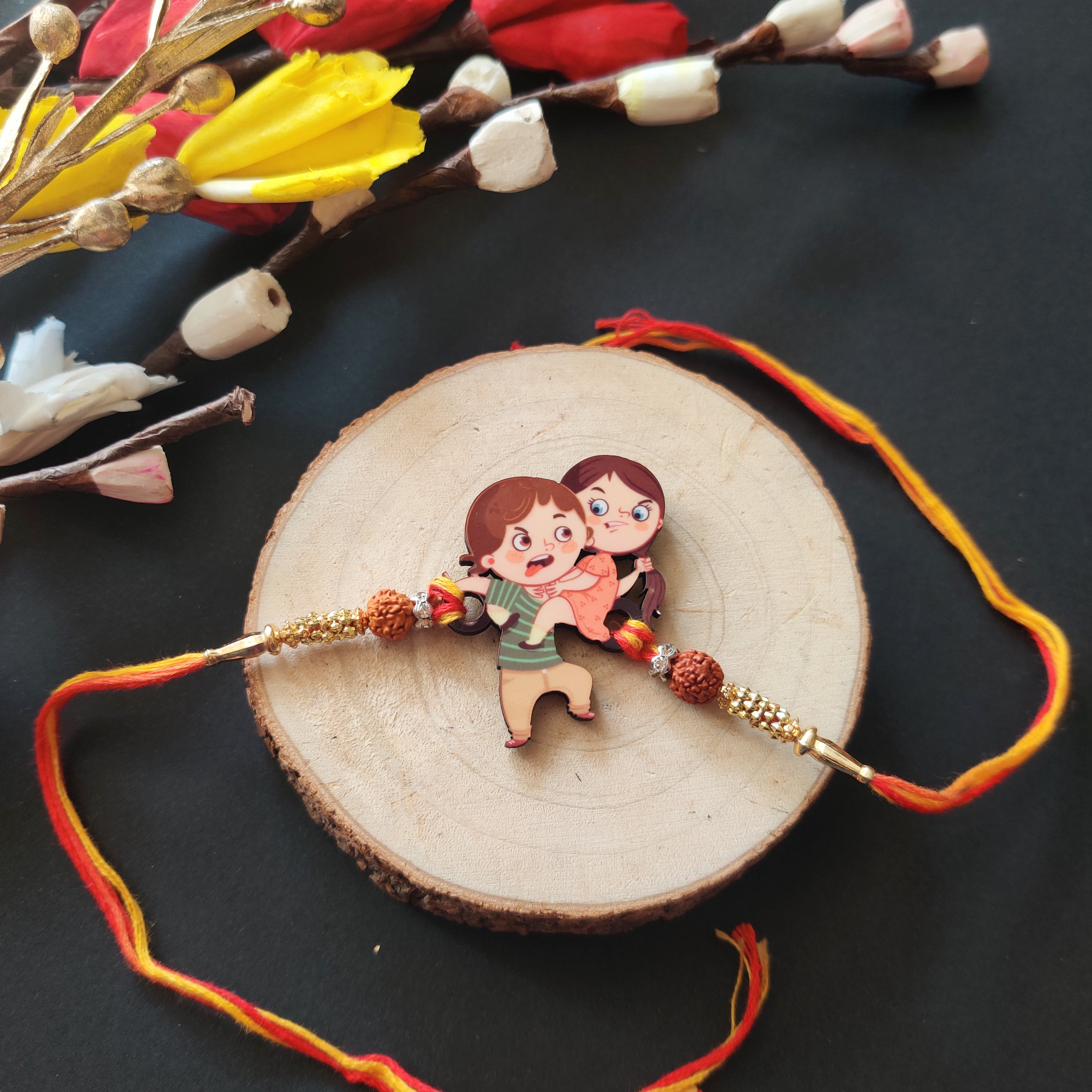 Indianvibez Annoying Brother Wooden Rakhi with Rudraksha, Funny & Quirky Rakhi for Bhaiya, Shop India - Kids Rakhi | Grab2Buy