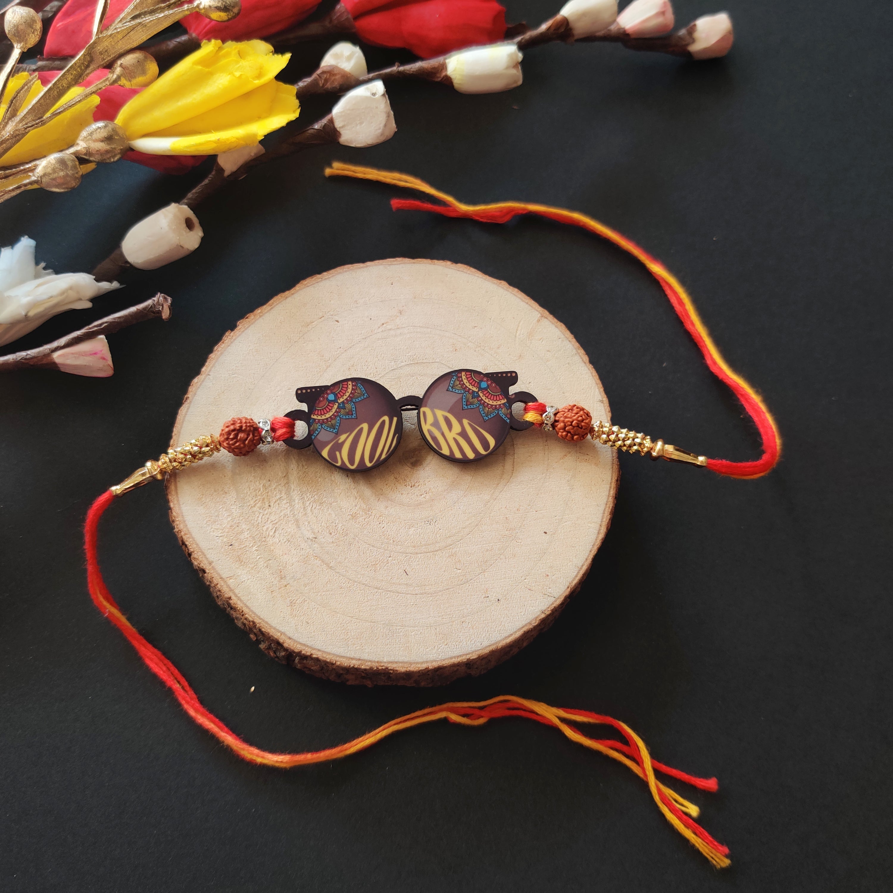Indianvibez Cool Bro Wooden Rakhi with Rudraksha, Trendy Rakhi for Brother, Shop India - Kids Rakhi | Grab2Buy