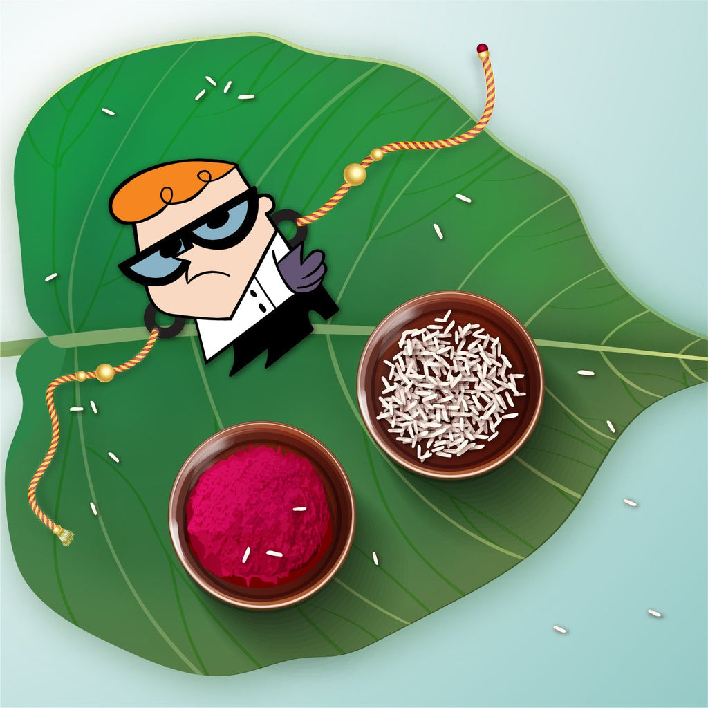 Indianvibez Dexter Wooden Rakhi with Rudraksha, Cartoon Rakhi for Bro, Shop India - Kids Rakhi | Grab2Buy