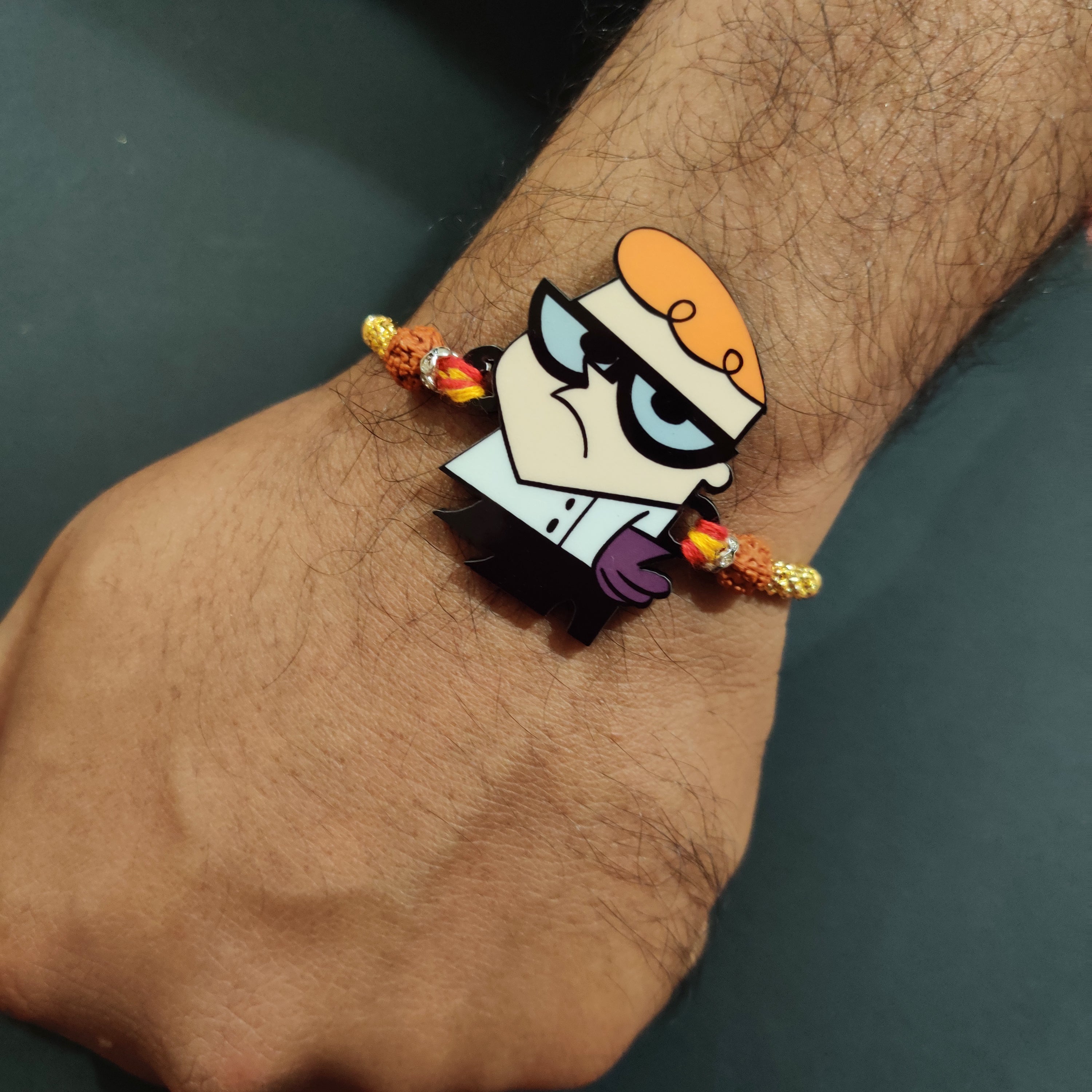 Indianvibez Dexter Wooden Rakhi with Rudraksha, Cartoon Rakhi for Bro, Shop India - Kids Rakhi | Grab2Buy