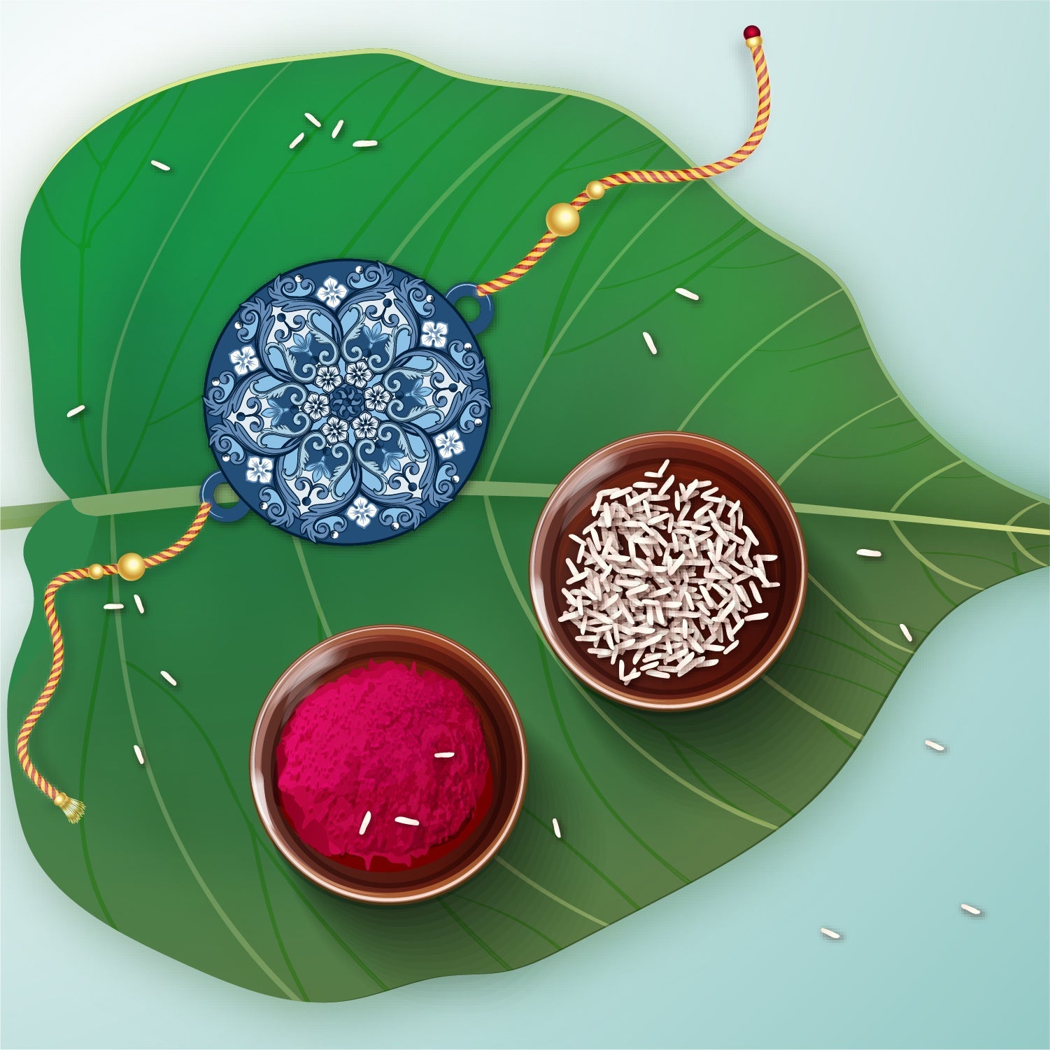 Indianvibez Ethnic Mandala Wooden Rakhi with Rudraksha, Divine Rakhi for Brother| - Kids Rakhi | Grab2Buy