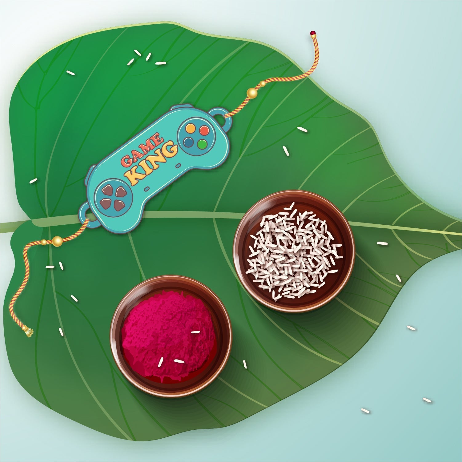 Indianvibez Gamer King Bhai Wooden Rakhi with Rudraksha, Gaming Rakhi for Bro, Shop India - Kids Rakhi | Grab2Buy