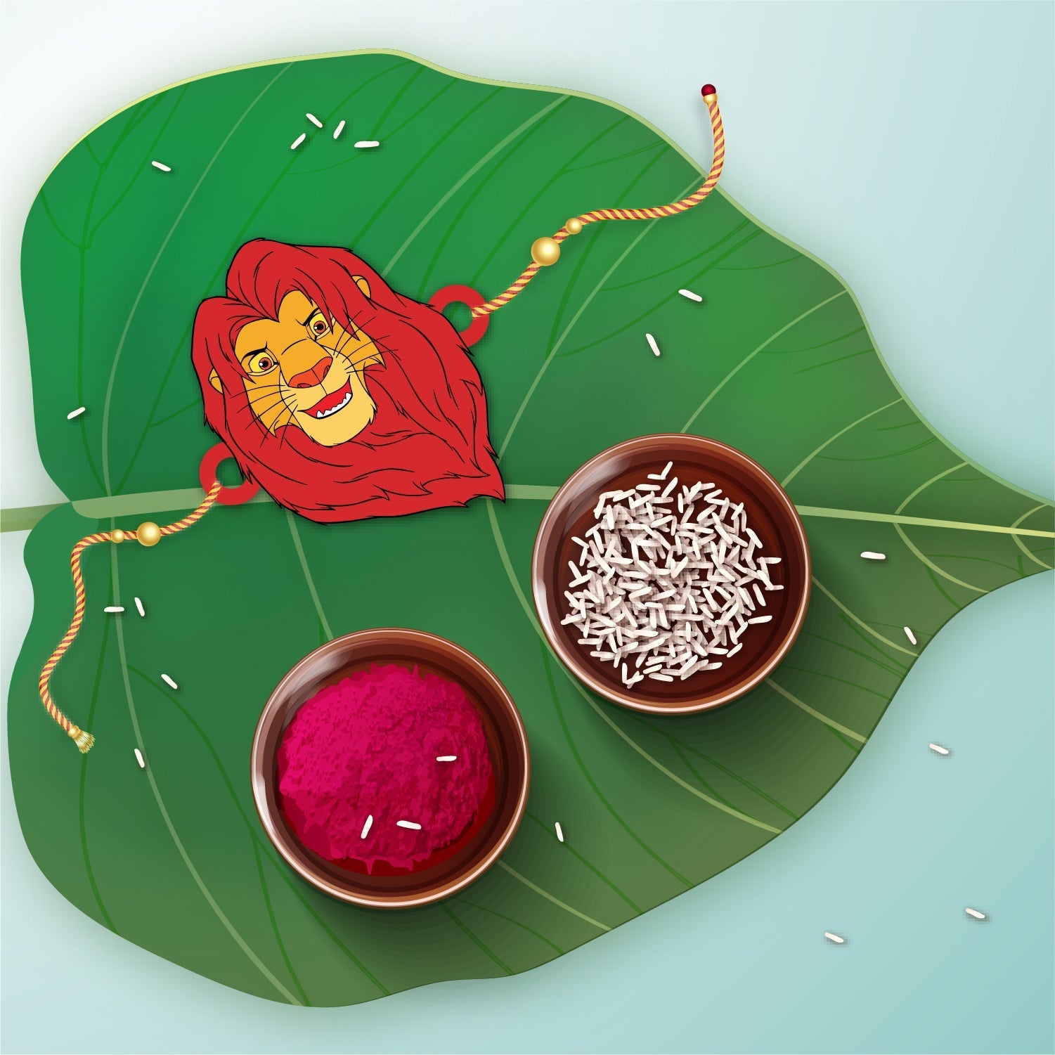 Indianvibez Mufasa Wooden Rakhi with Rudraksha, Lion King Rakhi for Brother, Shop India - Kids Rakhi | Grab2Buy