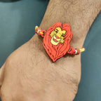 Indianvibez Mufasa Wooden Rakhi with Rudraksha, Lion King Rakhi for Brother, Shop India - Kids Rakhi | Grab2Buy
