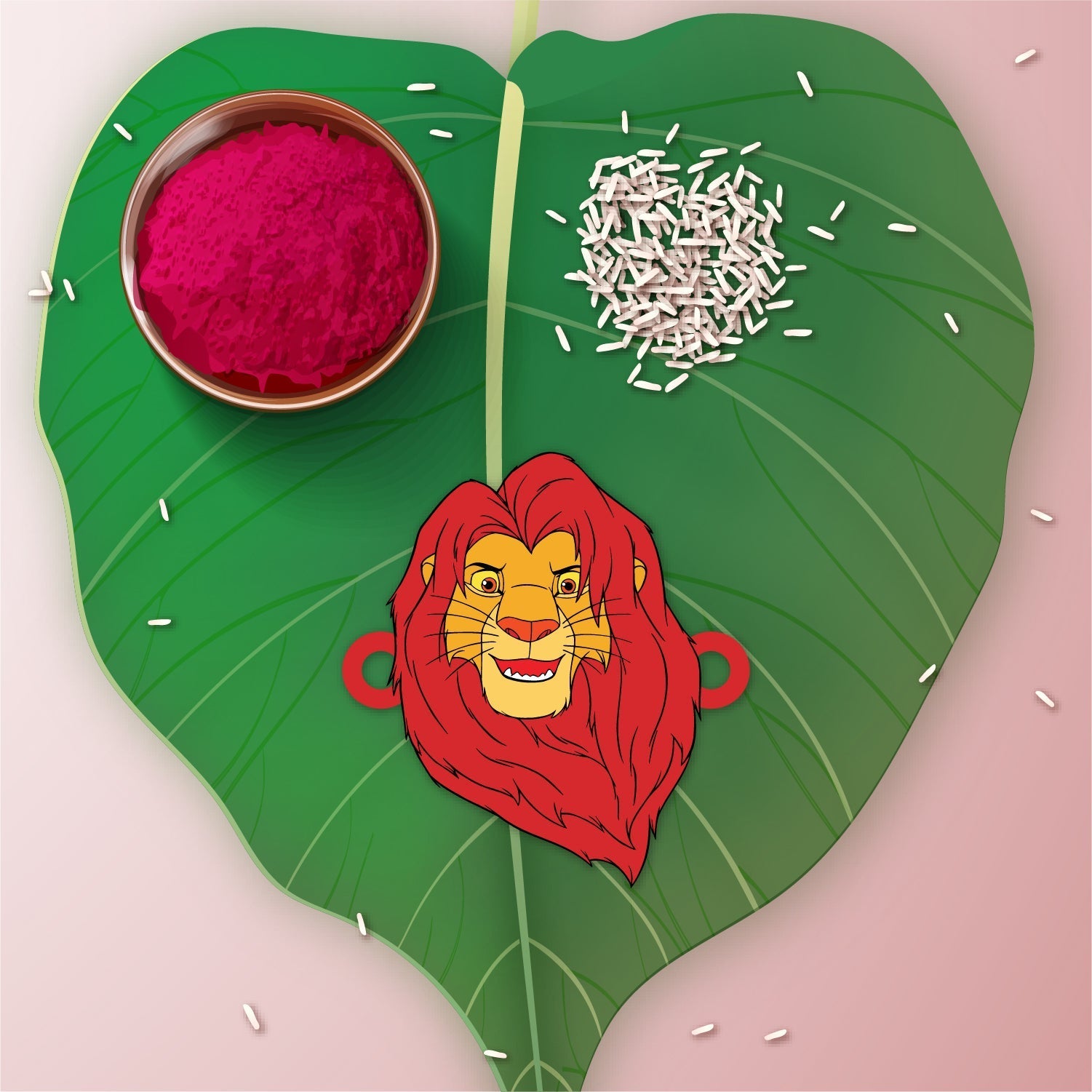 Indianvibez Mufasa Wooden Rakhi with Rudraksha, Lion King Rakhi for Brother, Shop India - Kids Rakhi | Grab2Buy