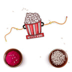 Indianvibez Netflix & Bro Wooden Rakhi with Rudraksha, Chill Bhai Rakhi, Shop India - Kids Rakhi | Grab2Buy