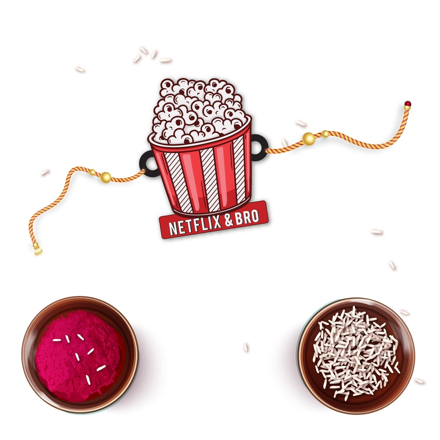 Indianvibez Netflix & Bro Wooden Rakhi with Rudraksha, Chill Bhai Rakhi, Shop India - Kids Rakhi | Grab2Buy