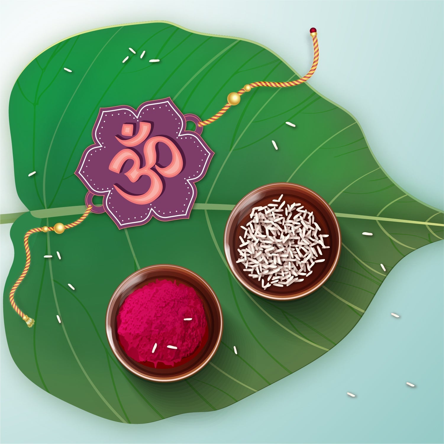 Indianvibez Om Wooden Rakhi with Rudraksha Thread, Rakhi for Brother - Kids Rakhi | Grab2Buy