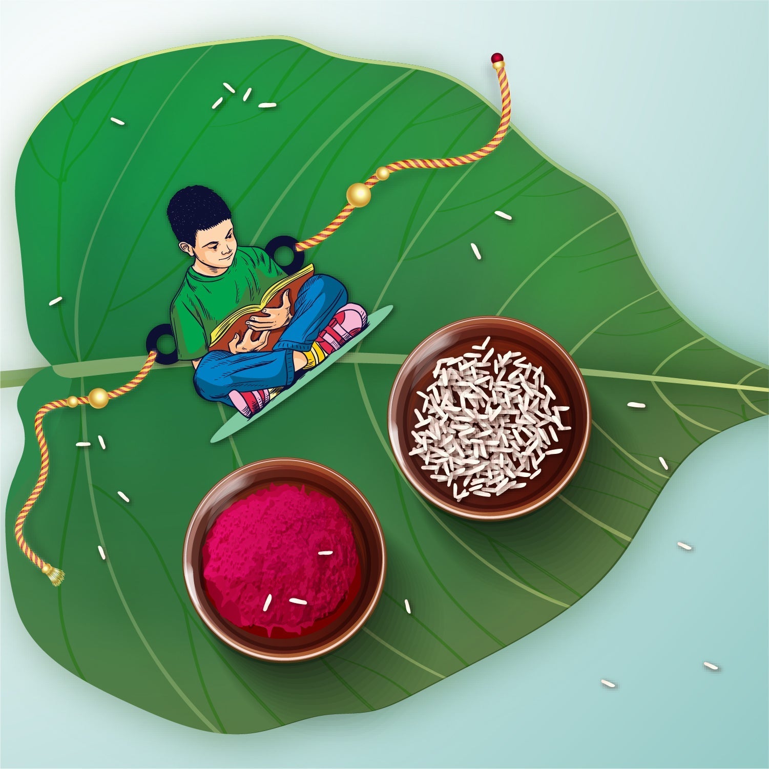 Indianvibez Padhaku Bhai Wooden Rakhi, Rudraksha Rakhi for Brother - Kids Rakhi | Grab2Buy