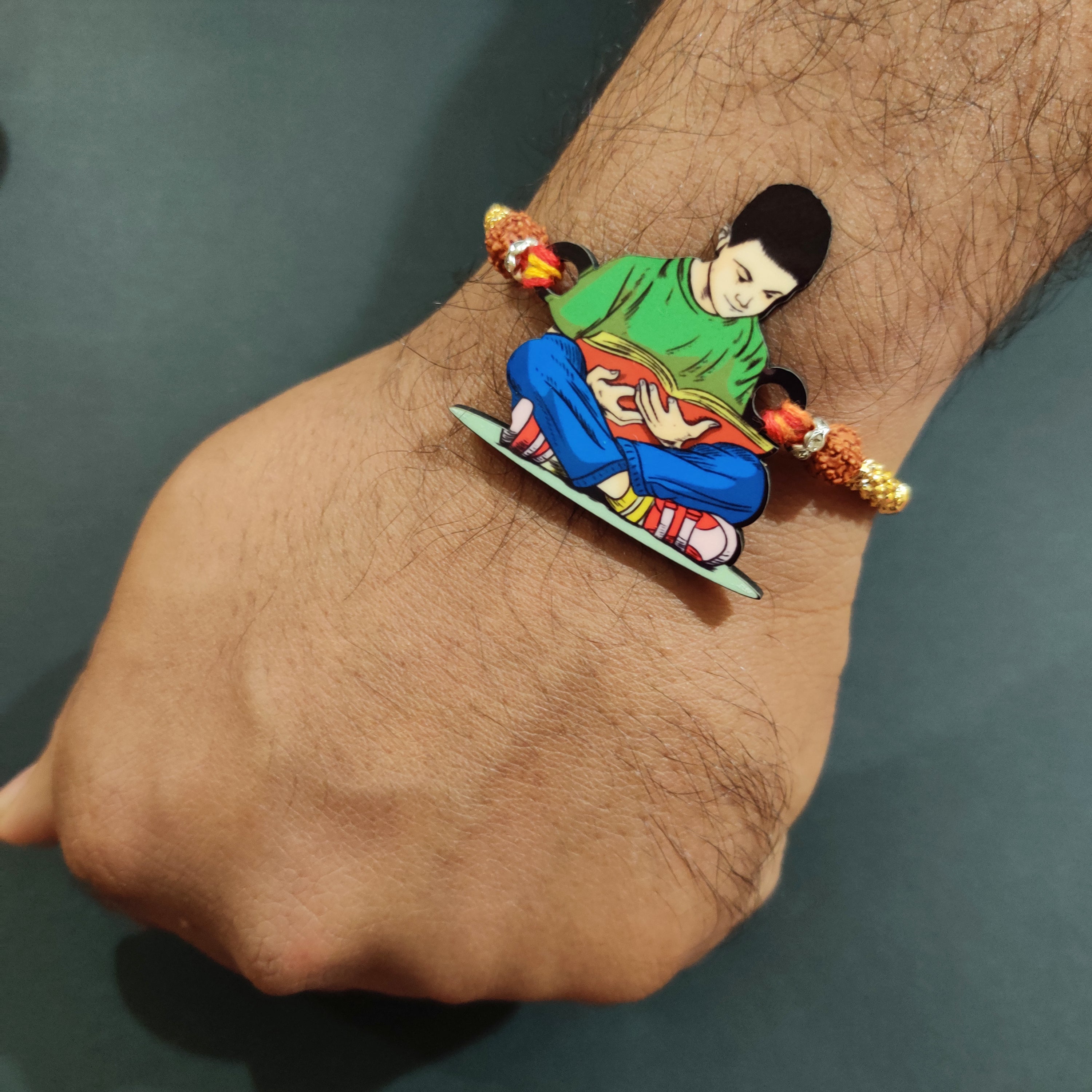 Indianvibez Padhaku Bhai Wooden Rakhi, Rudraksha Rakhi for Brother - Kids Rakhi | Grab2Buy