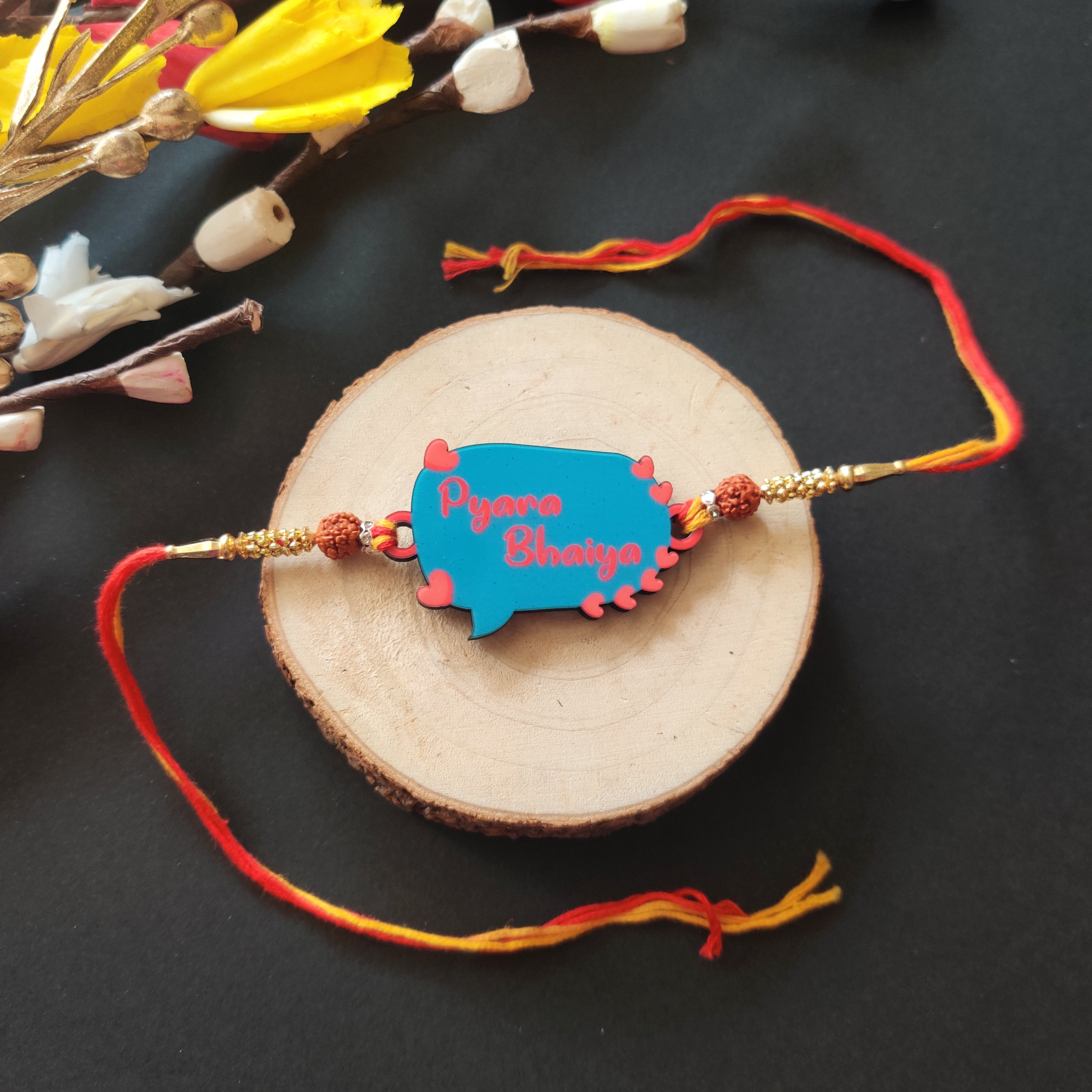 Indianvibez Pyara Bhai Wooden Rakhi with Rudraksha Thread, Rakhi for Brother - Kids Rakhi | Grab2Buy