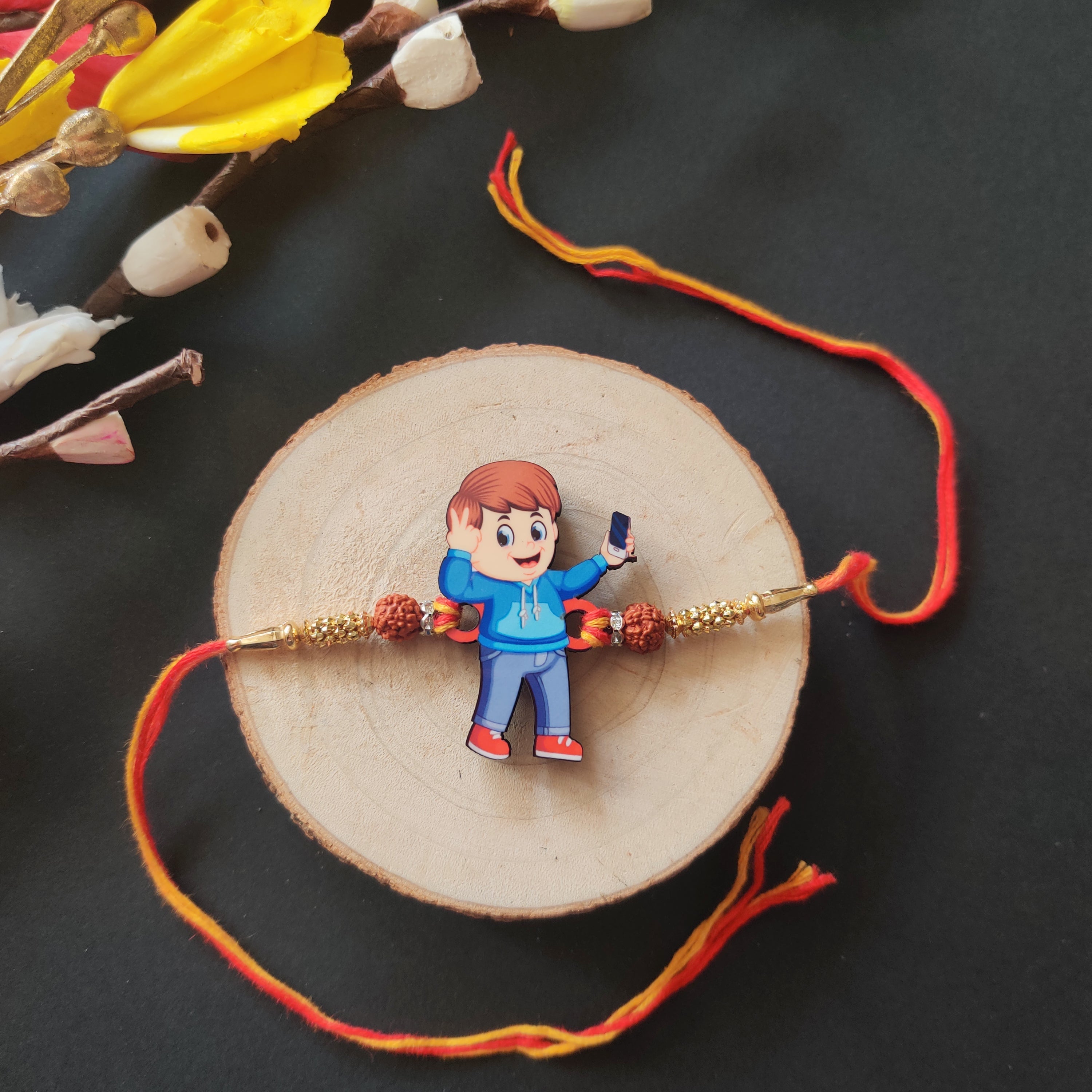 Indianvibez Selfie Wala Bhai Rakhi, Wooden Rakhi for Brother - Kids Rakhi | Grab2Buy