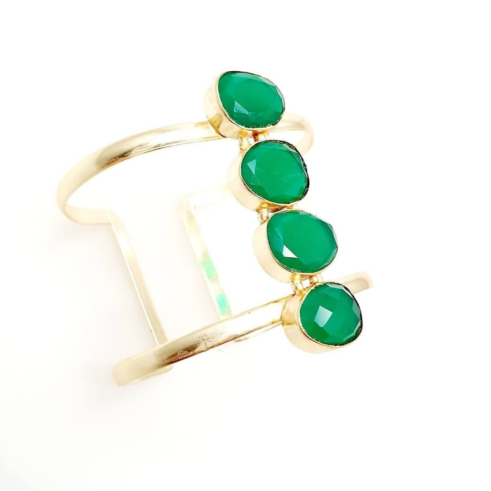Bling Accessories Natural stone Brass Cuff Bracelet | Grab2Buy