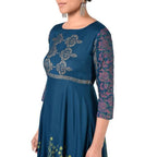 Aniyah Latest Cotton Block Printed Straight Kurta Blue Palazzo Set (AN-159K) | Grab2Buy