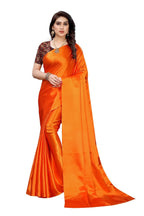 Vamika Plain Orange Satin Saree (SATIN GLORY ORANGE) | Grab2Buy