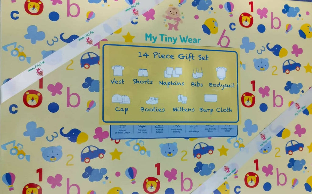 My Tiny Wear Full Sleeves New Born Baby Gift Set - Greyish Blue | Grab2Buy